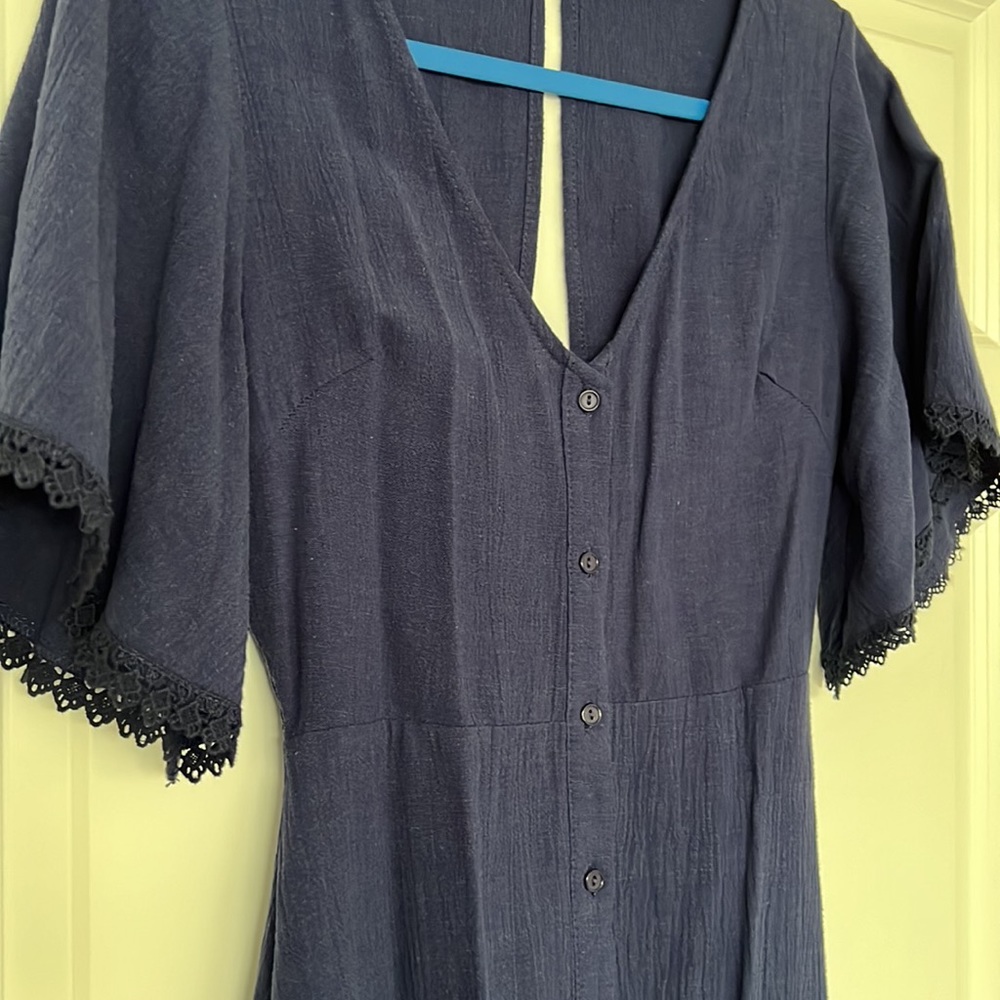 Lush Navy Open Back Beach Dress